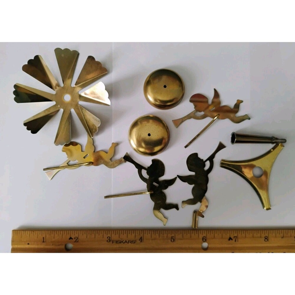 Vintage Brass Swedish Angel Chimes Replacement Parts Lot Spinner Bells Angels